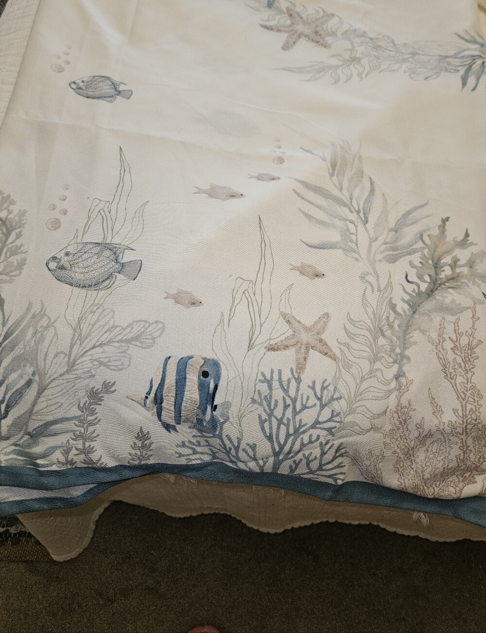 Coastal Blue Fish Tablecloth - Picture 2 of 2